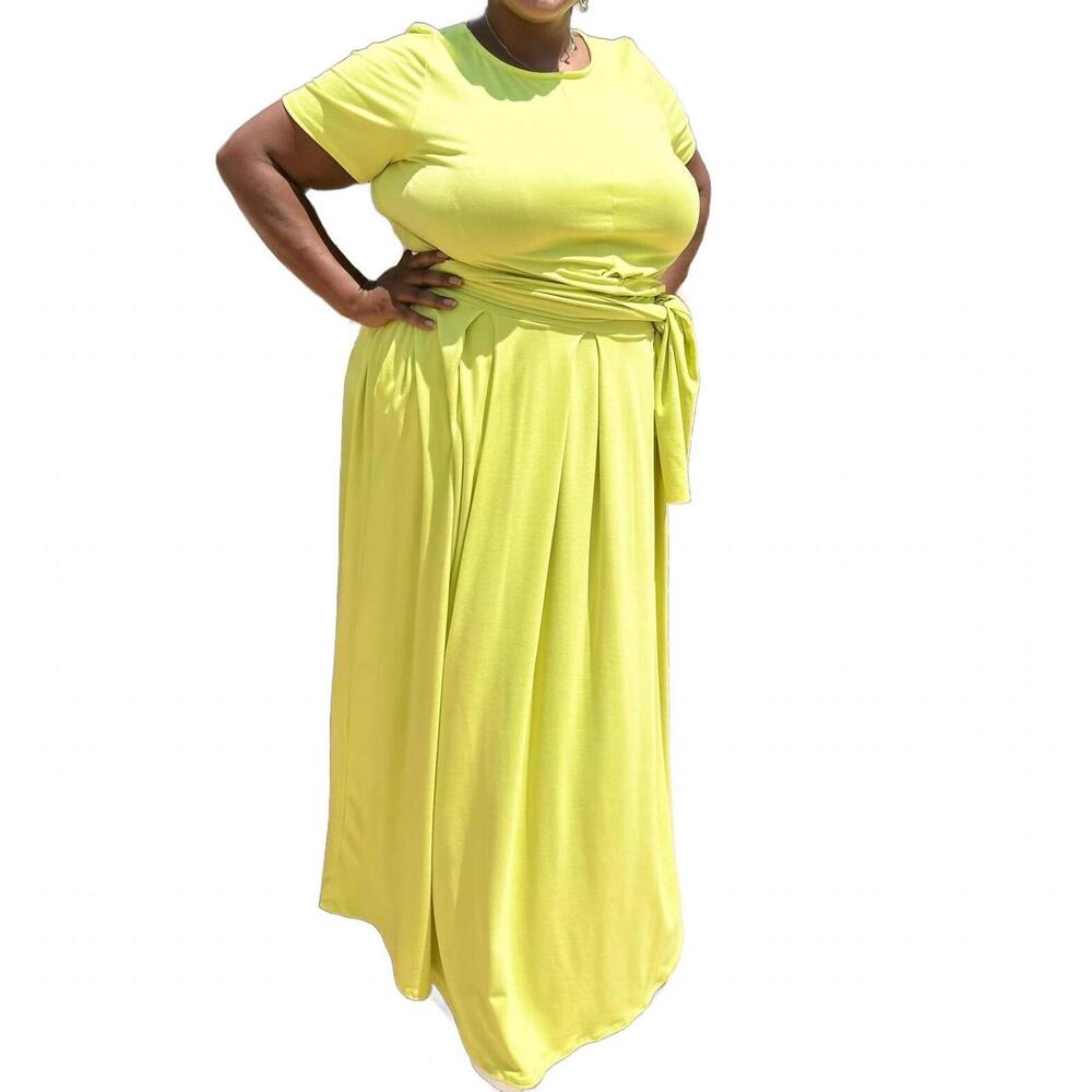 NEW THE CURVE LA aruba maxi skirt set in lime